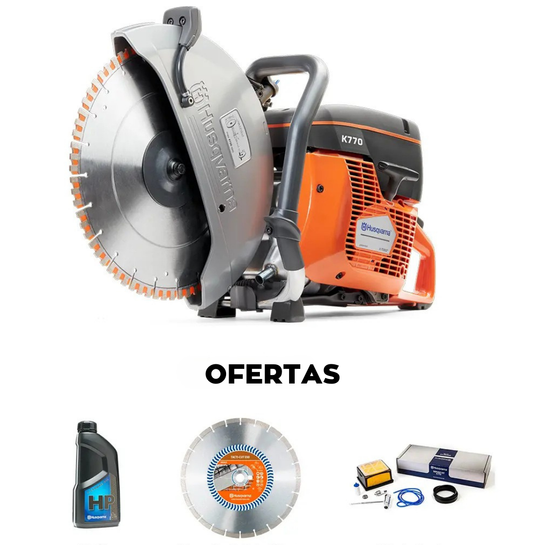 Cortadora de Disco K 770 -350 inclui OFERTAS: 1x Disco 350 Tacti-Cut S50; 1x Kit Manutenção; 1x Oleo 1L